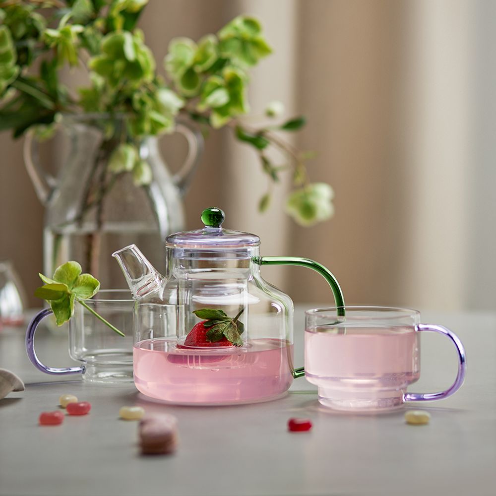 Набор кружек Orb, 400 мл, прозрачные/фиолетовые, 2 шт.