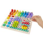 Сортер-мозаика развивающий, 5 в 1, по методу Монтессори, шарики, цифры, пирамидка, BRAUBERG KIDS, 665248