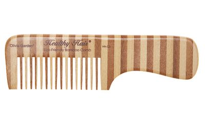 Гребень для волос бамбуковый с ручкой, в полоску