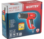Фен технический WORTEX HG 6122 T в кор. + набор сопл 2000 Вт, 3 режима., 60-600 °С