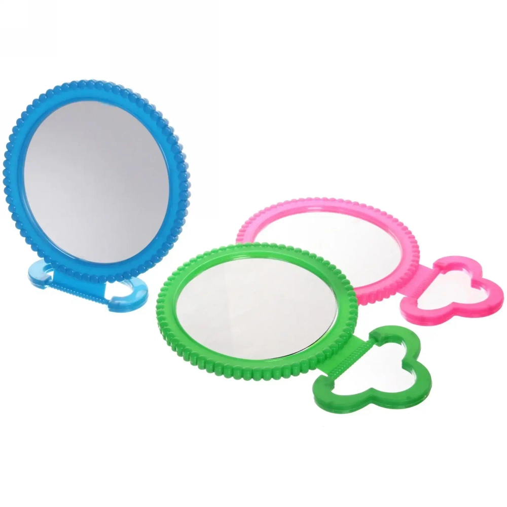 Зеркало настольное в пластиковой оправе «Бусинки» круг, подвесное d-19см (Стикер на минивложение 15шт)