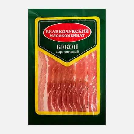 Бекон из свинины Великолукский МК сырокопченый нарезка 200г