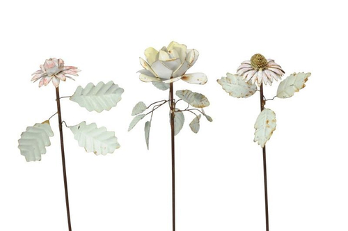 Декор "Цветок броканте" в ассортименте 10x5x2см + 30см штекер