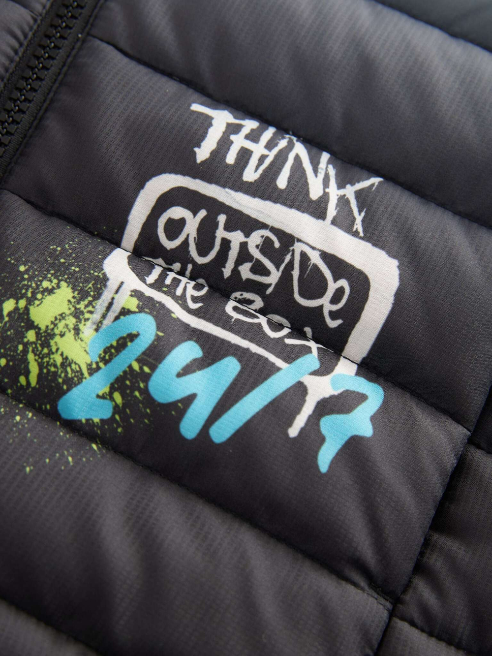 Куртка утепленная с капюшоном для мальчика Next Q61-579, Черный, Белый