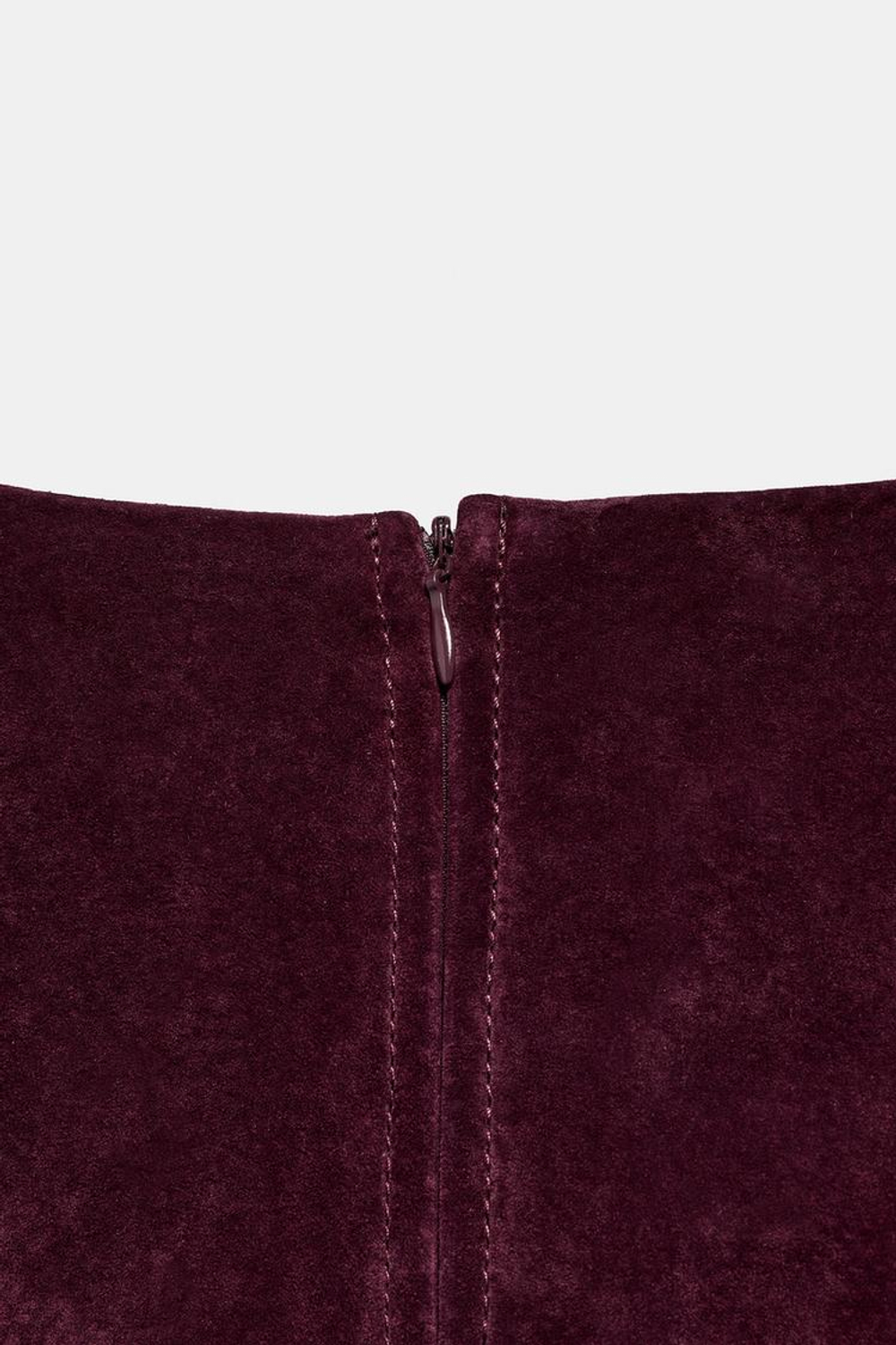 ZARA КОРОТКОЕ ПЛАТЬЕ ИЗ 100% ЗАМШЕВОЙ КОЖИ, БУРГУНДИ