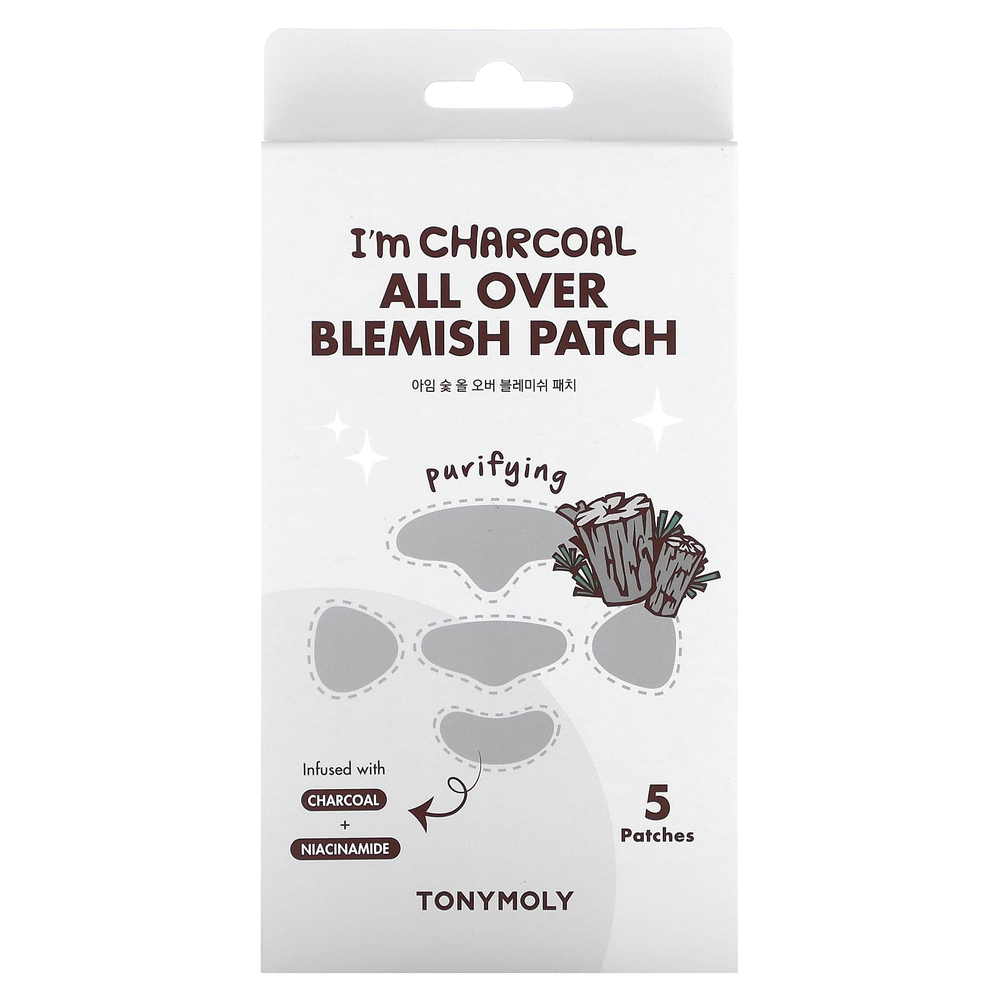 TonyMoly, I´m Charcoal, средство для устранения пятен, очищающее, 5 патчей