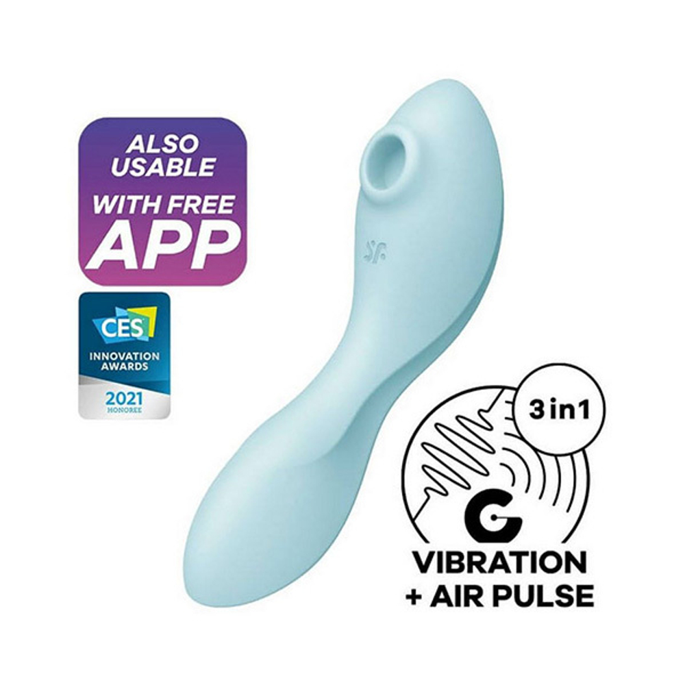 Голубой вакуум-волновой вибростимулятор 19см Satisfyer Curvy Trinity 5+