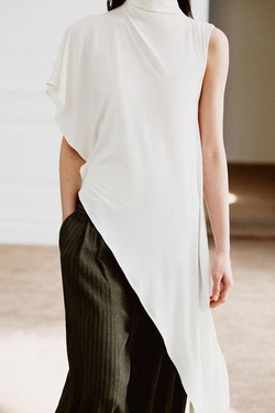 ZARA ТОП АСИММЕТРИЧНОГО КРОЯ СО СБОРКАМИ, БЕЛЫЙ