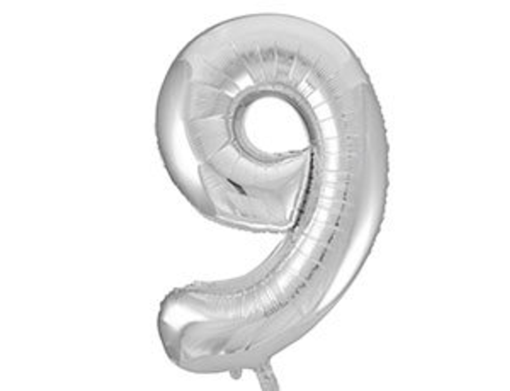 Шар фольга 26" "Цифры" 0 - 9 (66 см) серебро