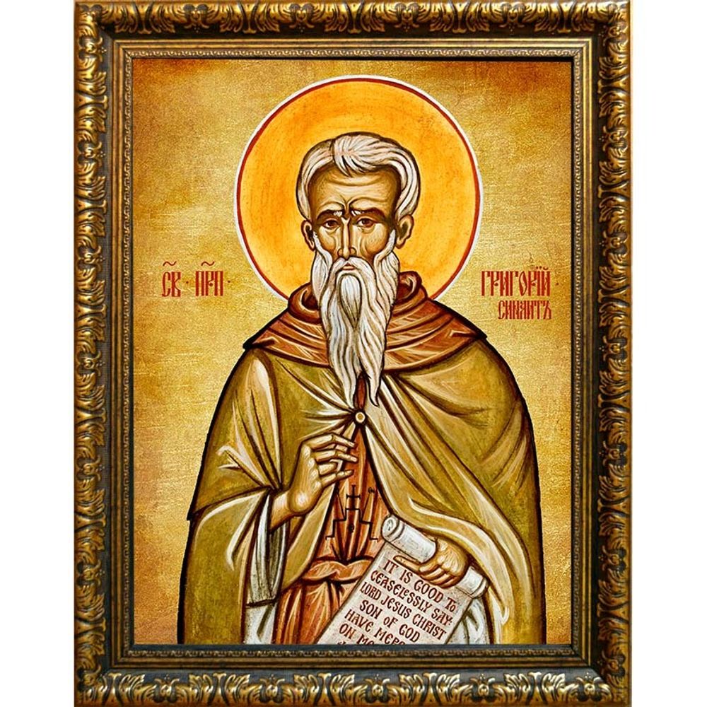 Григорий Синаит преподобный. Икона на холсте.