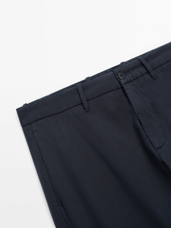 Massimo Dutti Зауженные брюки чинос из трикотина, темно-синий