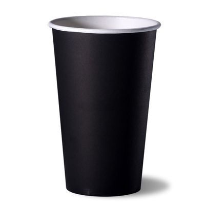 Стаканы бумажные однослойные 473/400мл SP16S чёрные (50/1000шт)