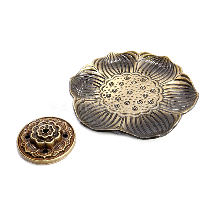 Подставка под благовония Лотос 6 лепестков, цвет бронзовый, металл силумин