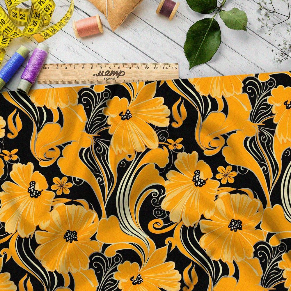 Ткань премиум флис золотистый оркестр вдохновения