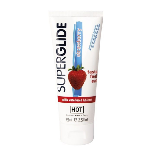 Гель на водной основе с ароматом клубники Superglide Strawberry - 75 мл.