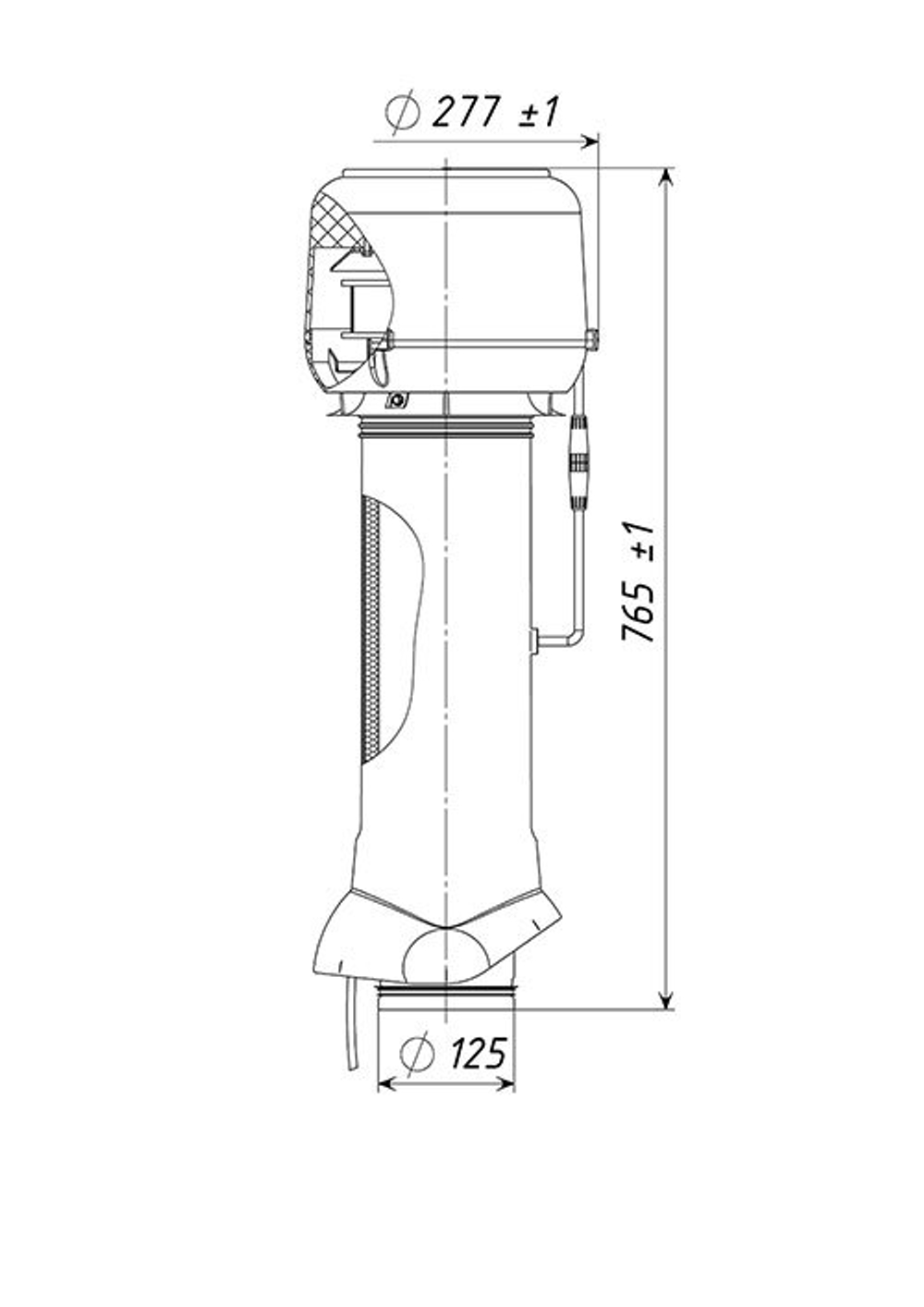 TP-85E.125/160/700 Вентиляционный выход с электродвигателем КИРПИЧНЫЙ