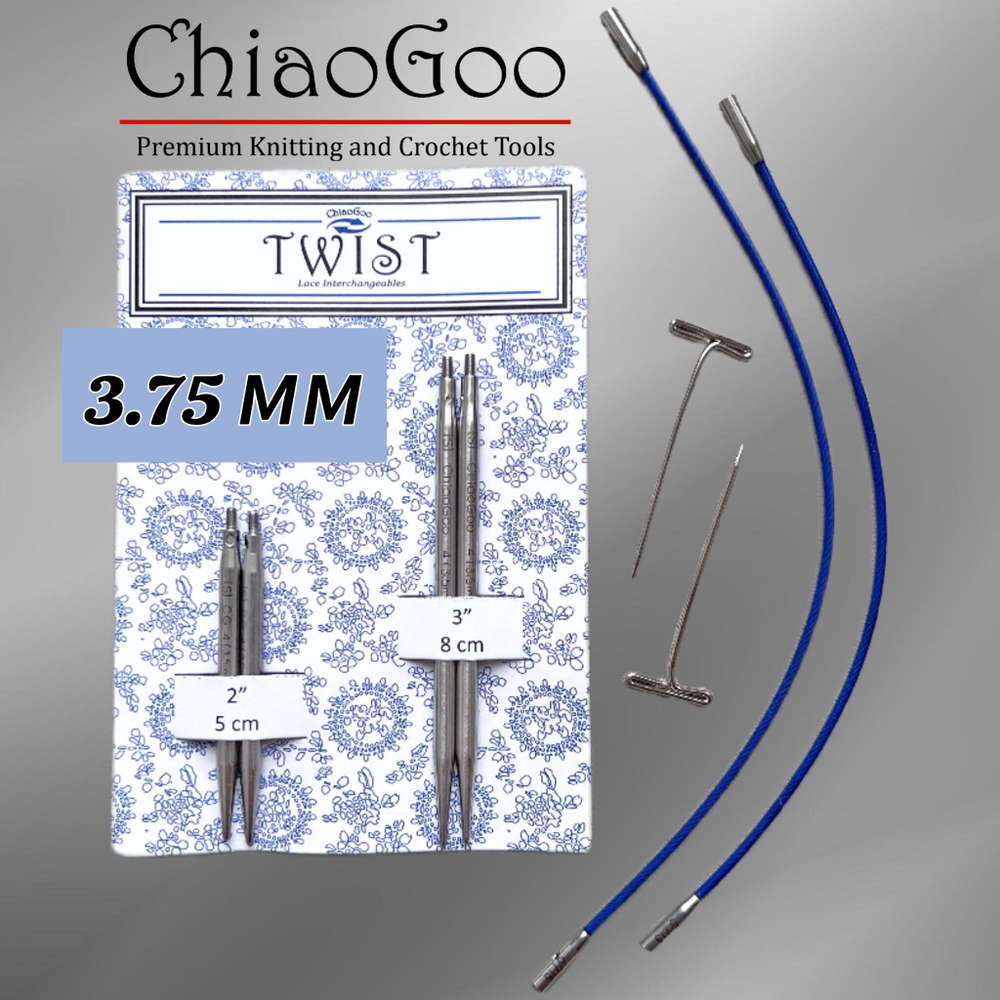 Спицы съемные 5 и 8 см, 2.5мм, хирургическая сталь, ChiaoGoo (7123-1,5)