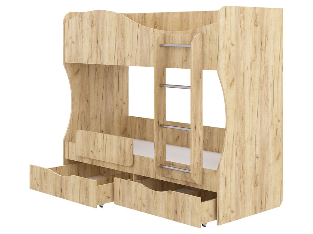 Кровать двухъярусная Кузя с ящиками Крафт золотой