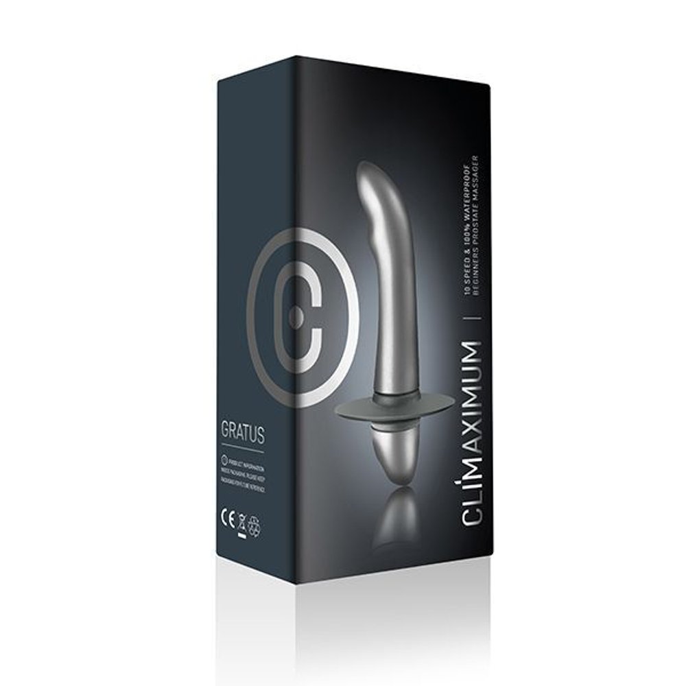 Серый массажер простаты Climaximum Gratus - 10 см. (Цвет: серый)
