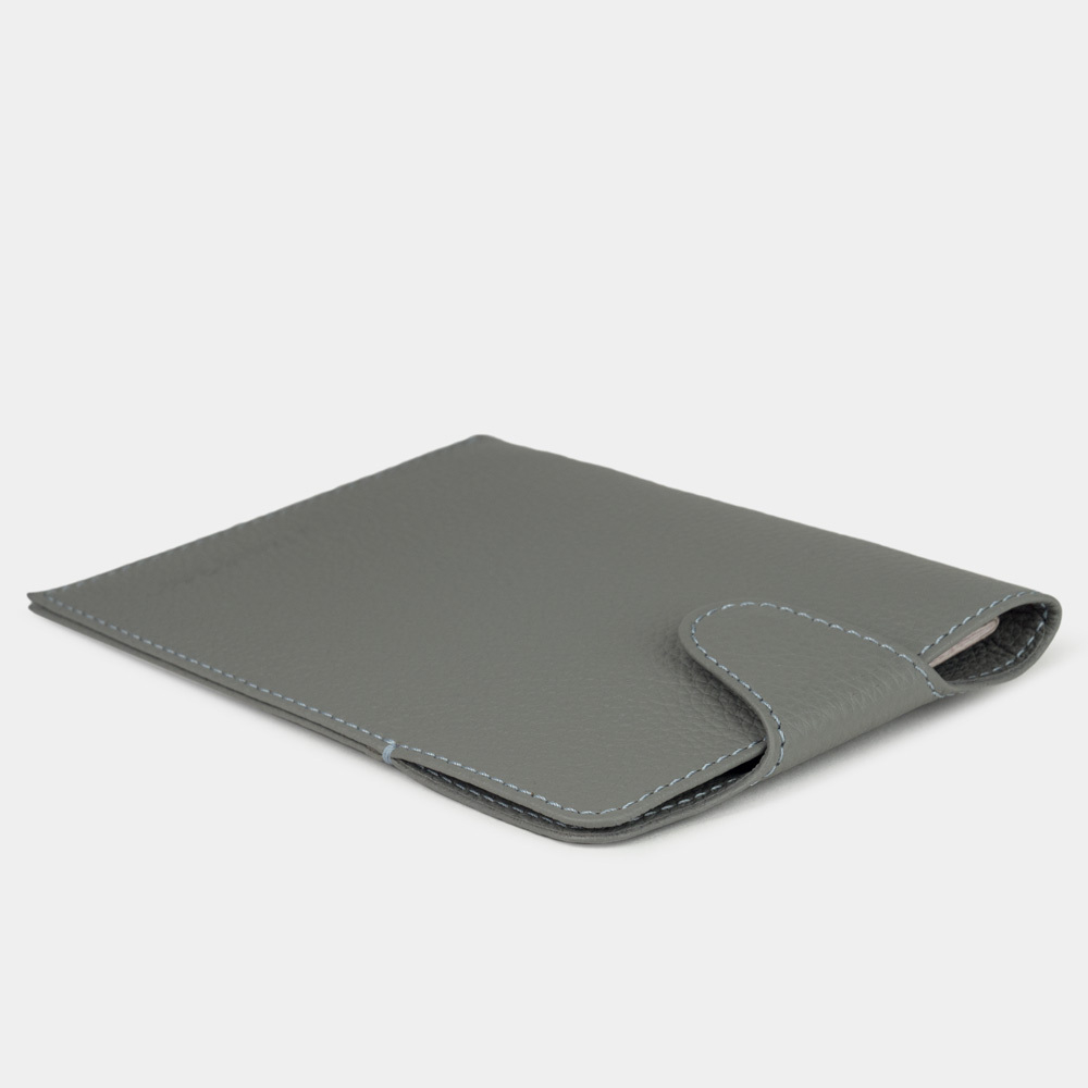 Обложка-кармашек для паспорта London из кожи теленка, стального цвета