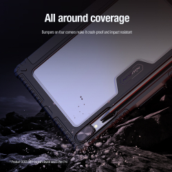 Чехол книжка синего цвета от Nillkin для планшета Samsung Galaxy Tab S9+ и S10+, серия Bumper Pro Case-Multi Angle Folding Style, многофункциональный складной