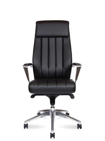 Кресло офисное Норден / Мадрид / Madrid  / алюминиевая  база / черная экокожа