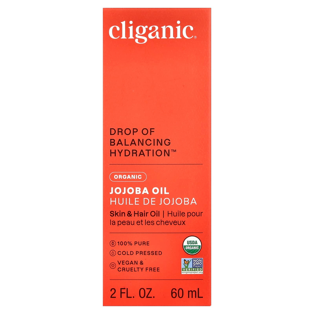 Cliganic, Органическое масло жожоба, для жирной и комбинированной кожи, 60 мл (2 жидк. Унции)