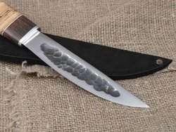 Якутский нож, сталь Х12МФ, рукоять наборная береста/венге, кованый дол