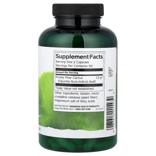 Swanson, опунция и кактус, 180 капсул (650 мг в 1 капсуле)