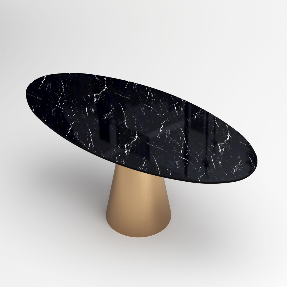 Стол овальный Lucas 160, керамика глянцевая, черная