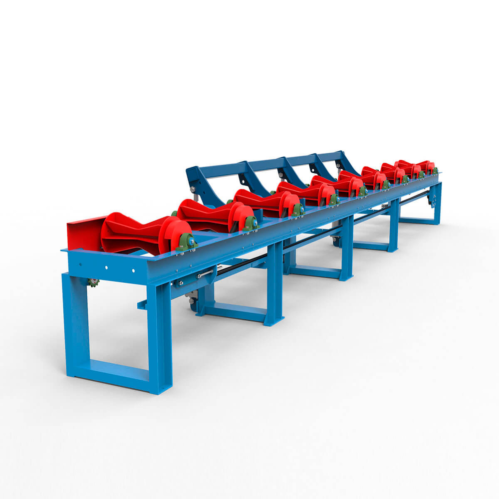 Рольганг для бревен со сбрасывателем