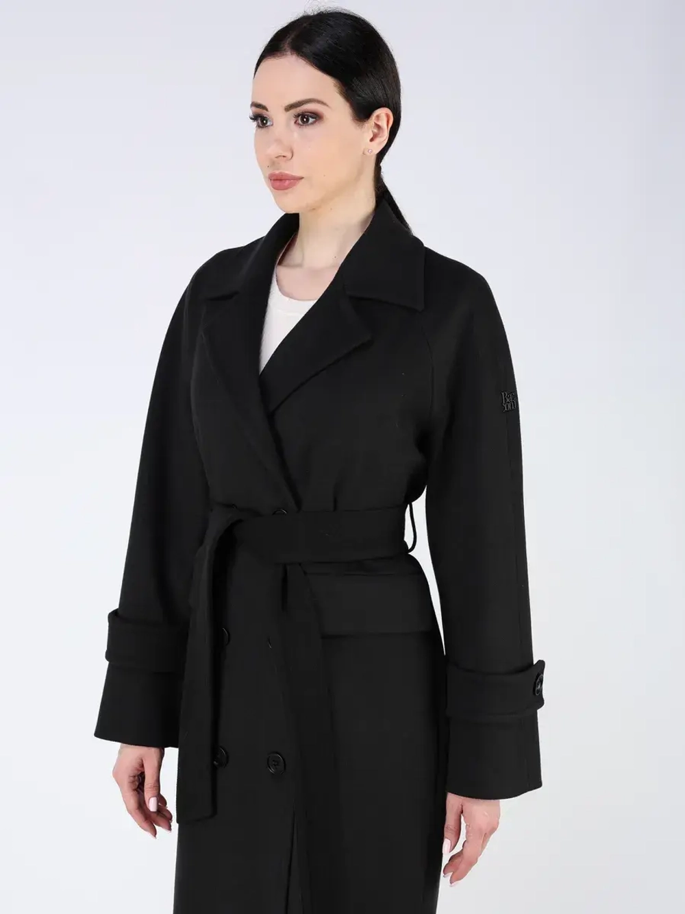 Пальто демисезонное длинное с поясом