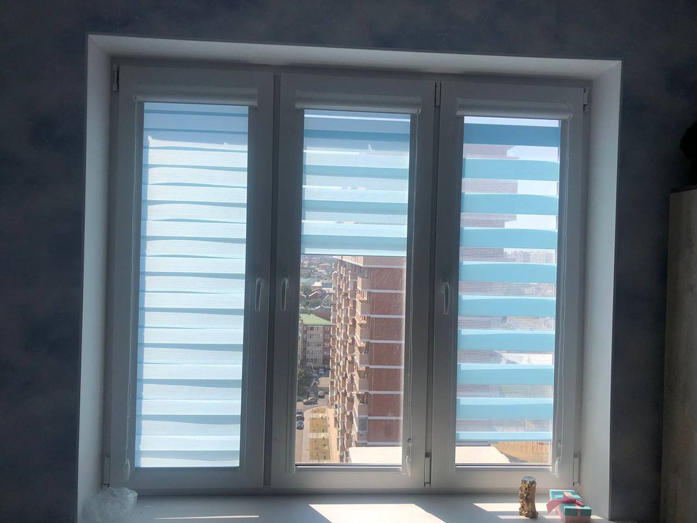 Рулонные шторы день-ночь кассетные с направляющими