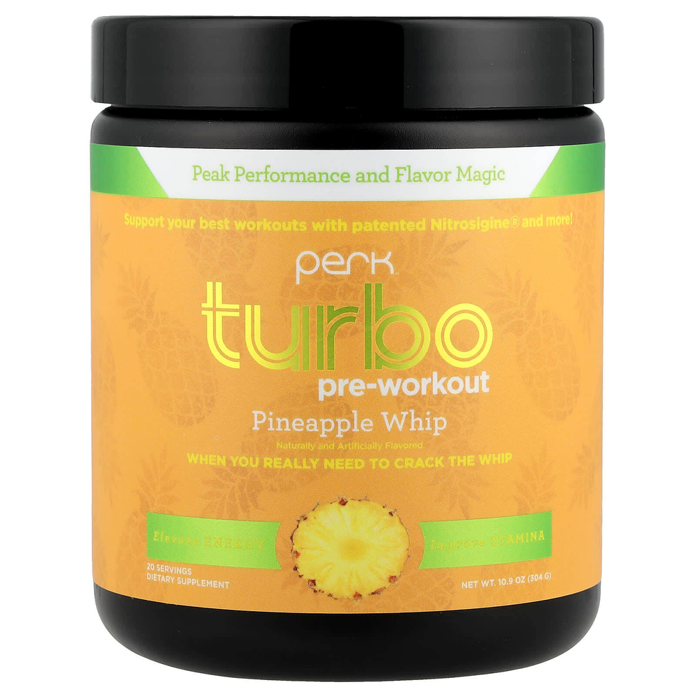 Perk Energy, Turbo, перед тренировкой, ананас со взбитыми сливками, 304 г (10,9 унции)