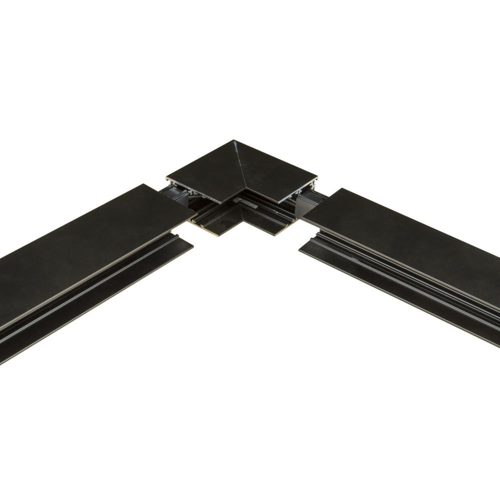 UBX-MS22-35 BLACK Коннектор для накладных магнитных шинопроводов. 35мм. Угловой. Вертикальный. Черный. ТМ Uniel