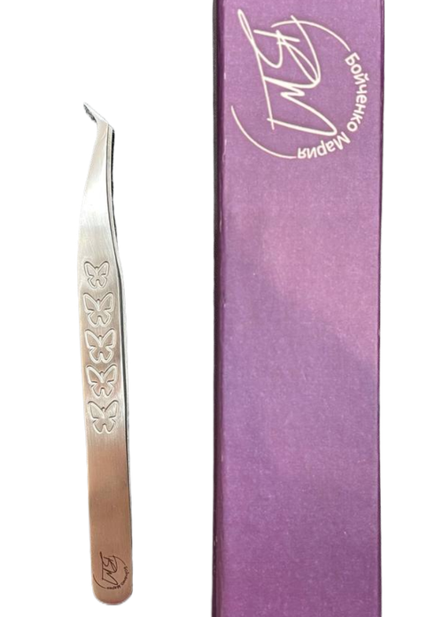 Пинцет для наращивания ресниц 45° №2 BM