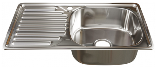 МОЙКА СТАЛИ КВАДРАТНАЯ С ПЛОЩАДКОЙ 76*42 AVINA ТОЛЩ,0,8 ММ.МАТОВАЯ, ПРАВАЯ