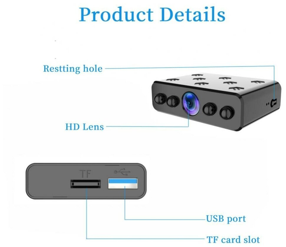 Мини Wi-Fi камера XPX W12 - 1080P Full HD - USB - ночное видение - датчик движения - поддержка TF карты