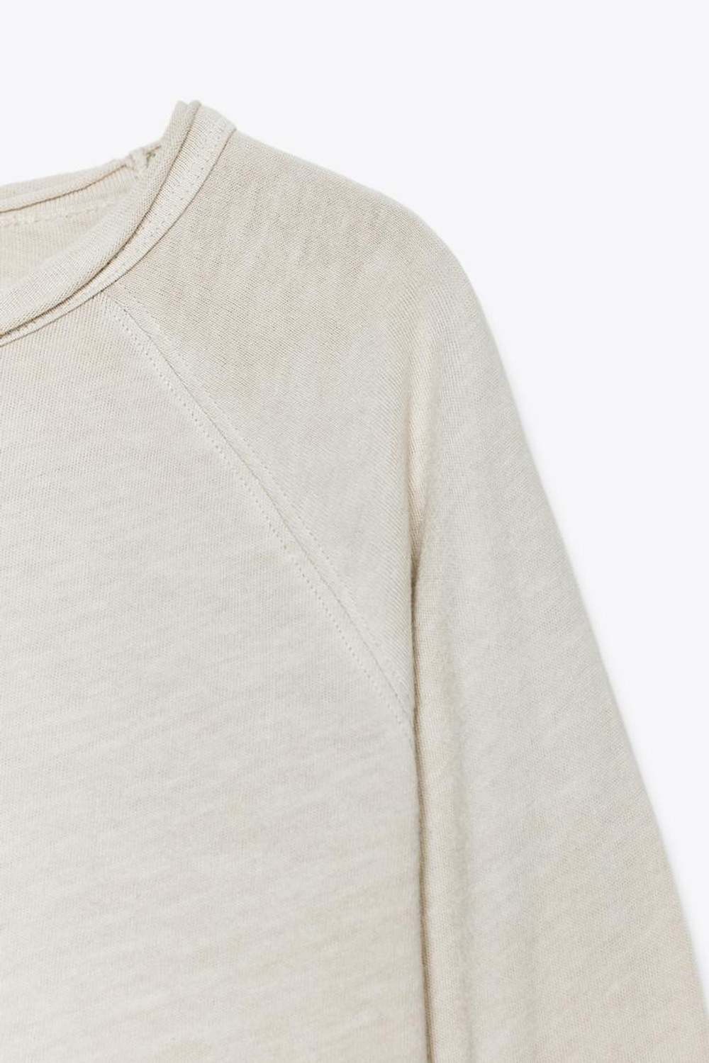 ZARA ФУТБОЛКА С ДЛИННЫМИ РУКАВАМИ, ПЕСОЧНЫЙ