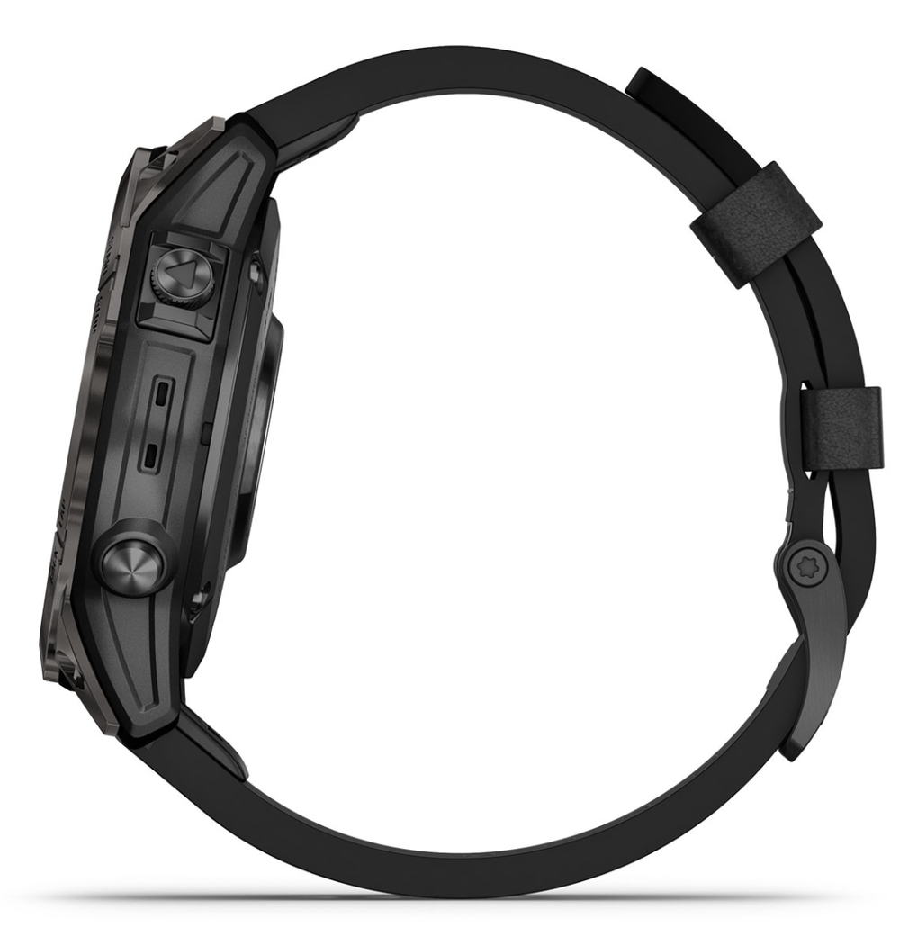 Смарт Часы Garmin Epix Pro Gen 2 Sapphire Solar Carbon DLC Titanium с кожаным ремешком