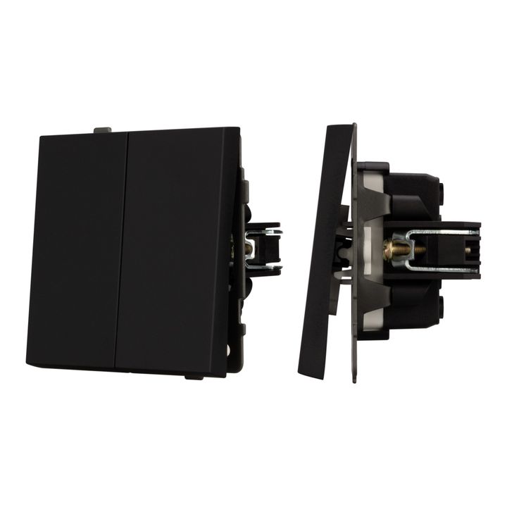 Механизм выключателя двухклавишный проходной SWT-TENDO-MKP2-SFPL-BK (230V, 10A) Arlight 054553