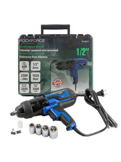 Гайковерт ударный электрический 1/2''(220-240V, 1010W, 500Нм) с комплектом головок (17, 19, 21, 22мм) RockForce##Rock FORCE RF-03071( RF-F-03071)