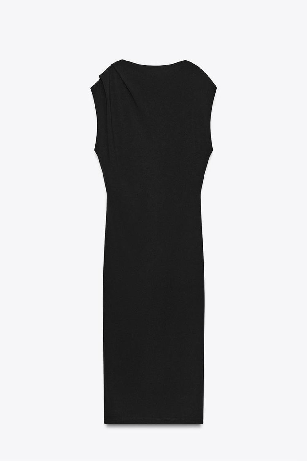 ZARA ДЛИННОЕ ПЛАТЬЕ СО СБОРКАМИ, ЧЕРНЫЙ