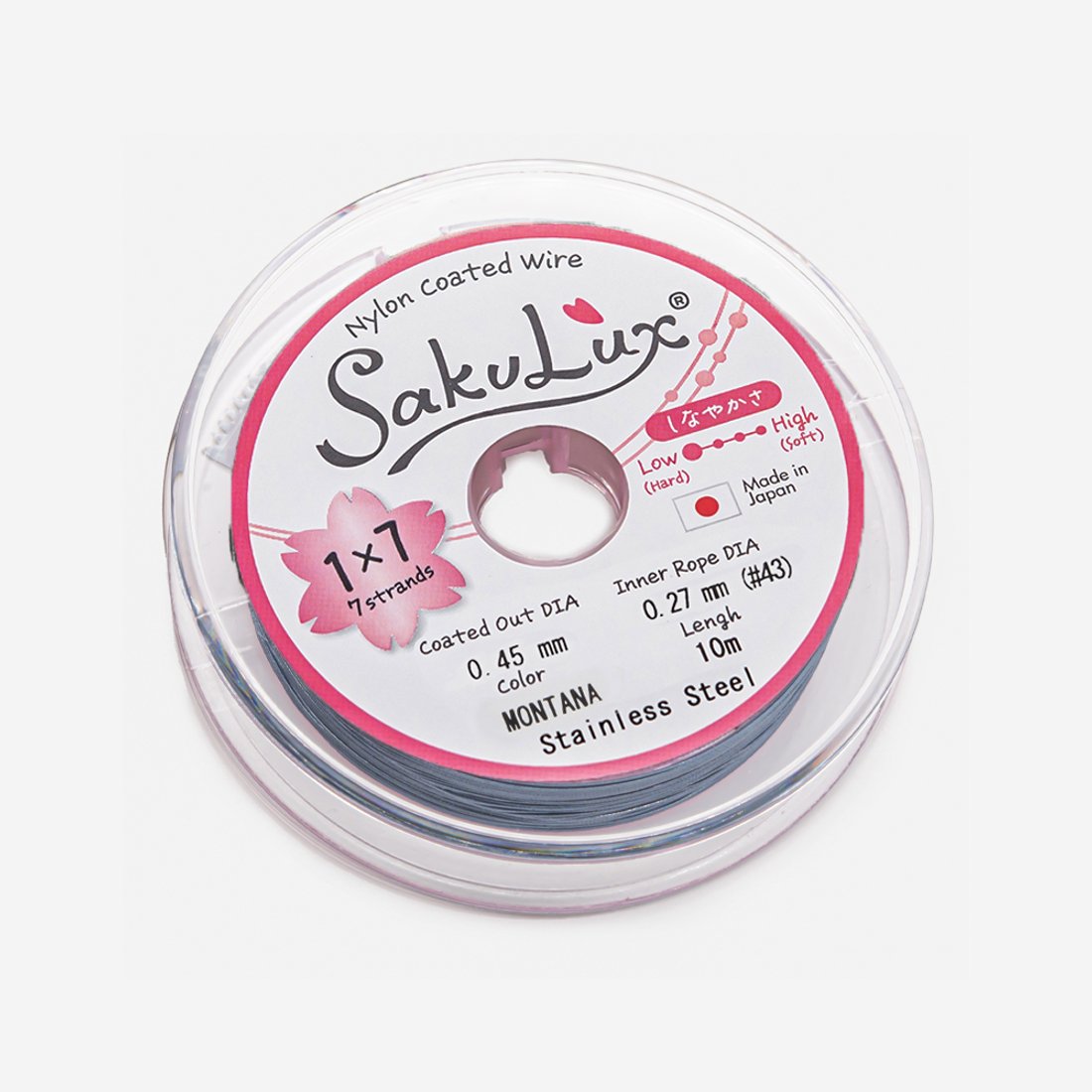 Японский ювелирный тросик SakuLux 7 диаметр 0,45мм, цвет "Синий"