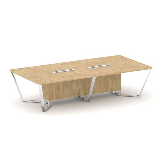 Steel Meet Стол переговорный прямоугольный MD-PR.B.SP-12 Тиквуд Светлый/Нержавеющая Сталь/Хром 3200*