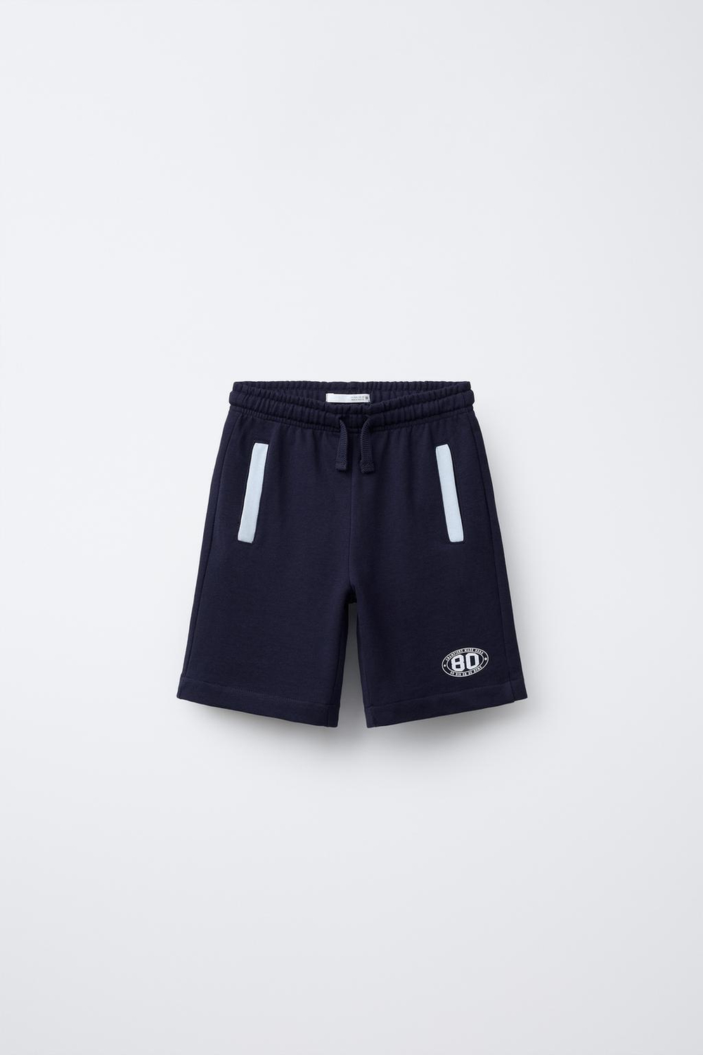 ZARA ШОРТЫ-БЕРМУДЫ С КОНТРАСТНОЙ ОТДЕЛКОЙ, МОРСКОЙ СИНИЙ