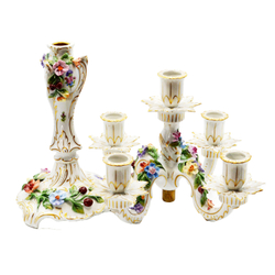 Фарфоровый канделябр на пять свечей. Потшаппель (Potschappel), Дрезден, Германия. Нач. ХХ века.