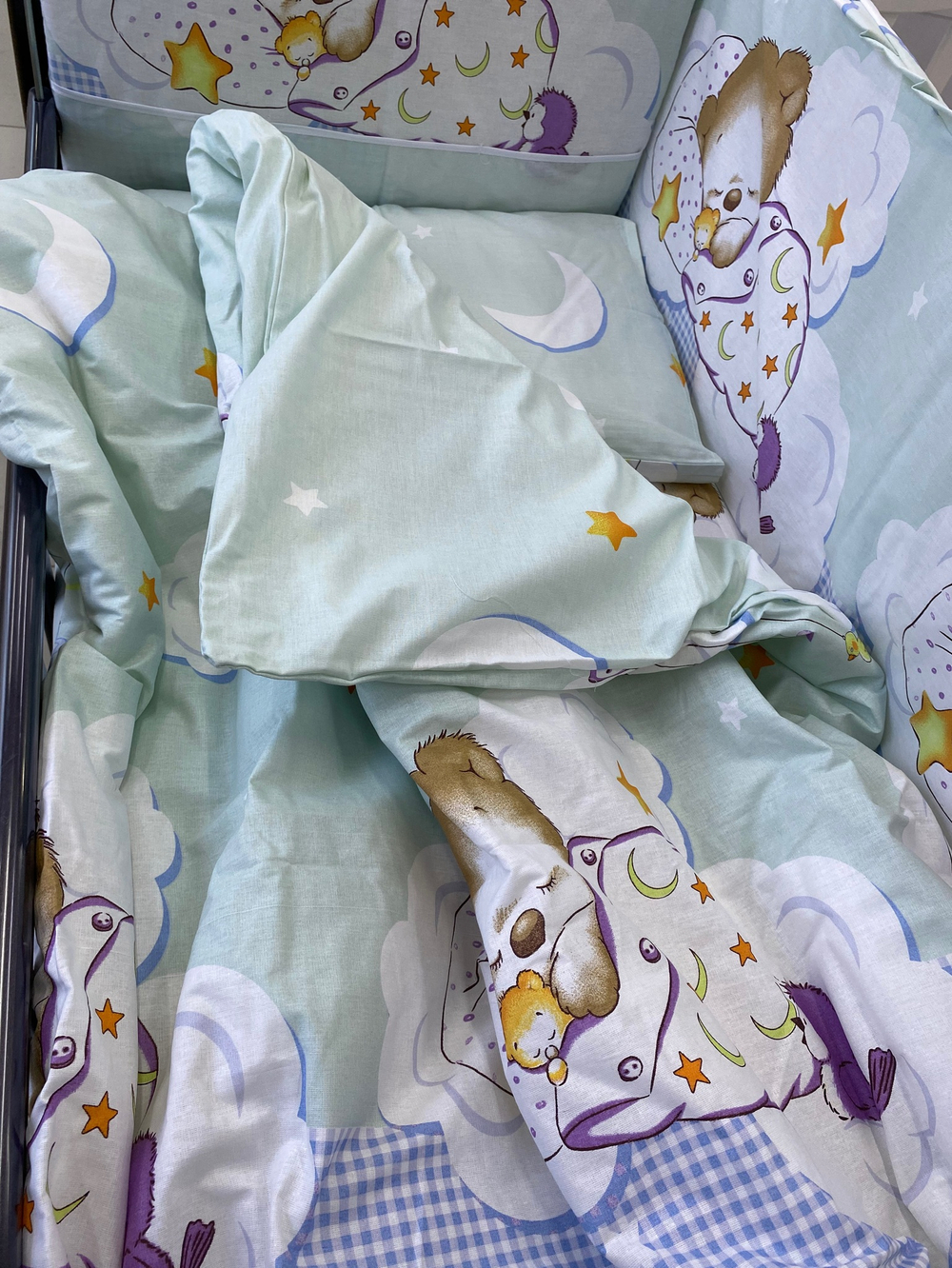 Комплект в кроватку 6-ти предметный "Мишки и Зайки", бежевый