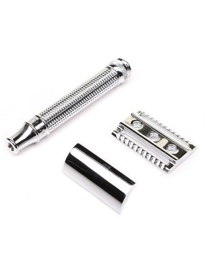 Т-образная бритва (станок) Edwin Jagger, хромированный с эффектом алмаза, DE3D14BL Laser Diamond