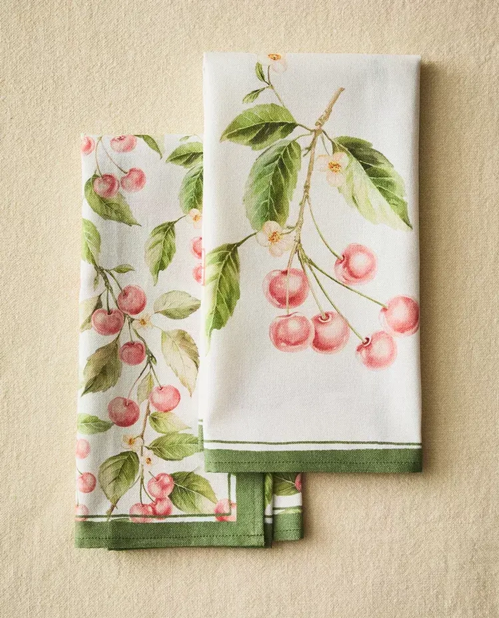 ZARA HOME НАБОР КУХОННЫХ ПОЛОТЕНЕЦ ИЗ ХЛОПКА С ВИШНЯМИ (НАБОР ИЗ 2 ШТУК), КРАСНЫЙ
